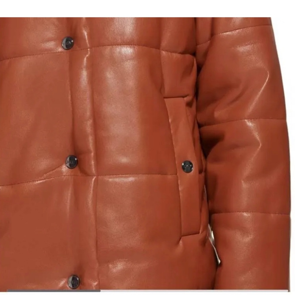 DKNY Women’s Faux Leather Puffer Jacket